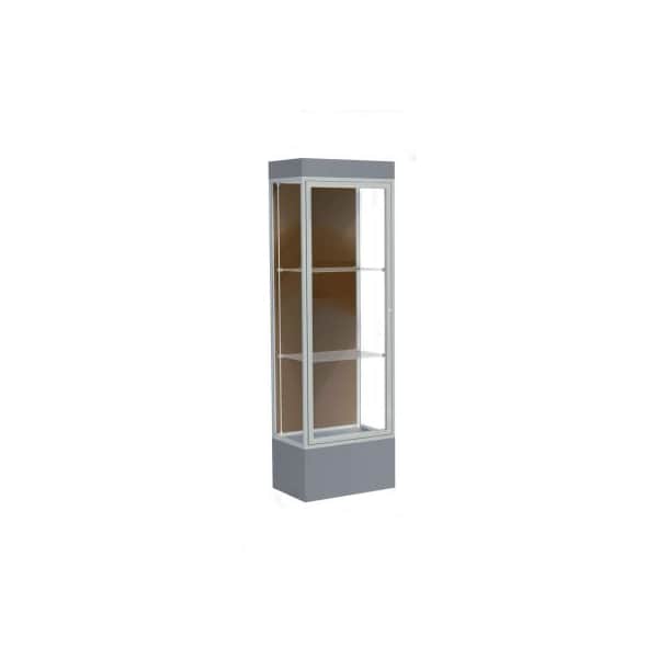 Waddell Display Case Of Ghent Edge Lighted Floor Case, Chocolate Back, Satin Frame, 12" Carbon Mesh Base, 24"W x 76"H x 20"D 93LFCO-SN-CM - main